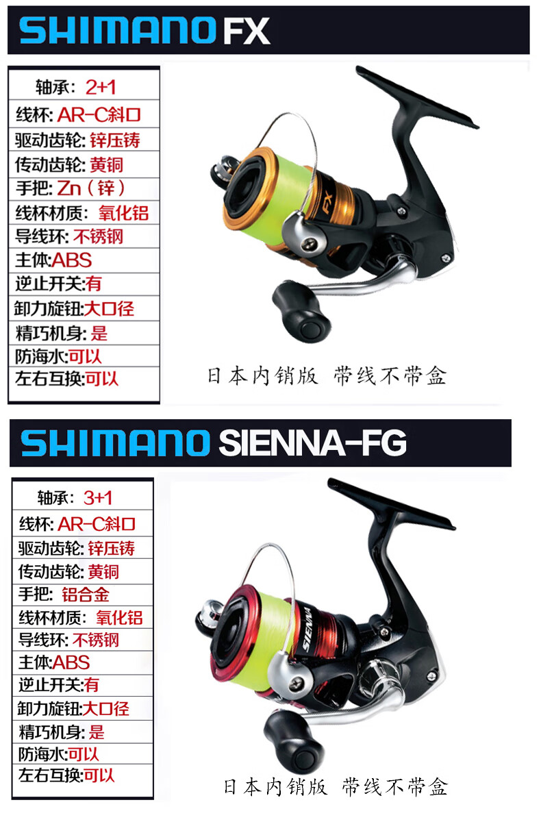 禧玛诺（SHIMANO）SIENNASIENNA2500不带2.5号左右手/FX纺车轮海钓路亚轮日版带线不带盒 SIENNA  2500  附2.5号150 其他 左右手互换型详情图片1