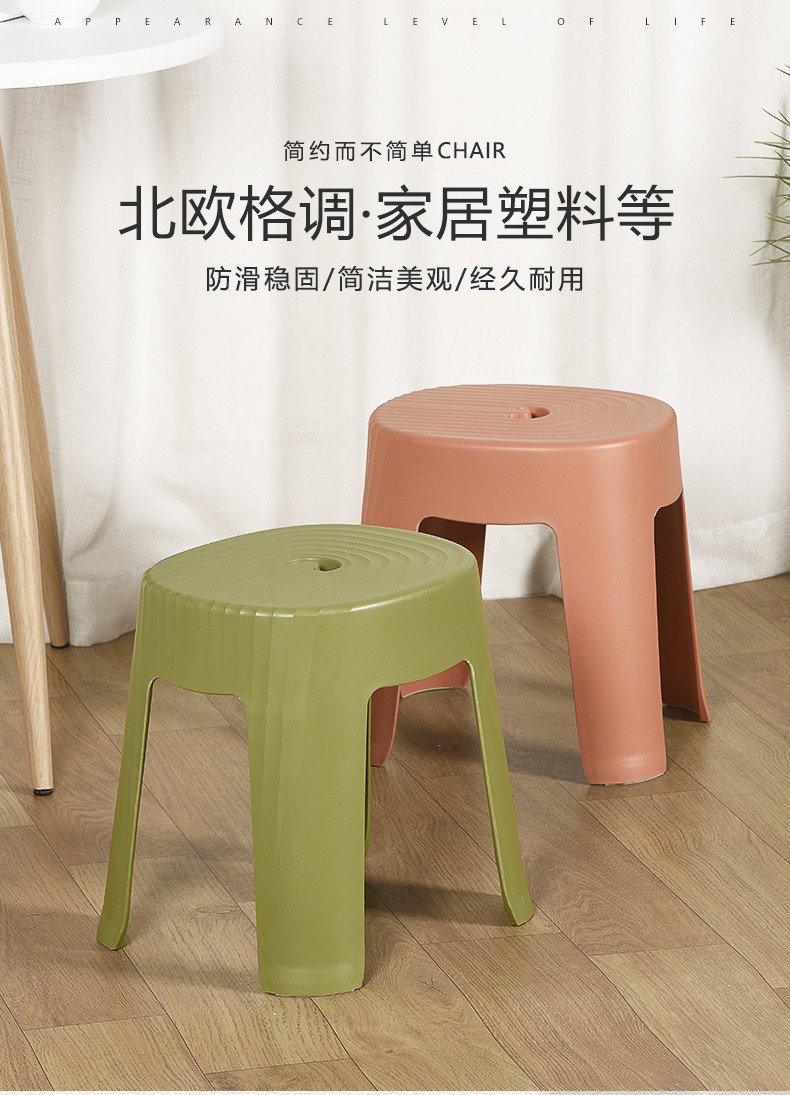 原声原代 塑料凳子家用小凳子换鞋凳小板凳圆凳 蓝色（单个） 直径30*高33cm