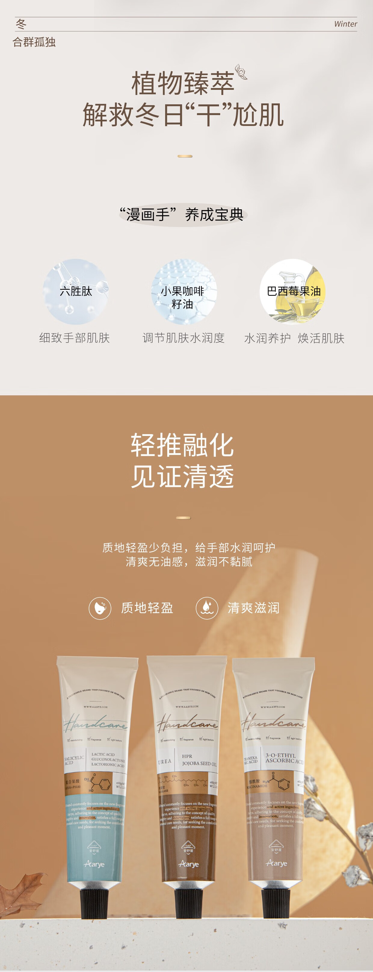 安野屋精油香氛护手霜男女四季防干裂秋冬保湿 （无花果与叶）75g