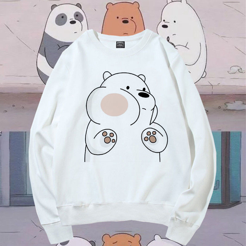 革代秋季卡通印花卫衣男学生时尚百搭咱们三只裸熊webearbears白熊