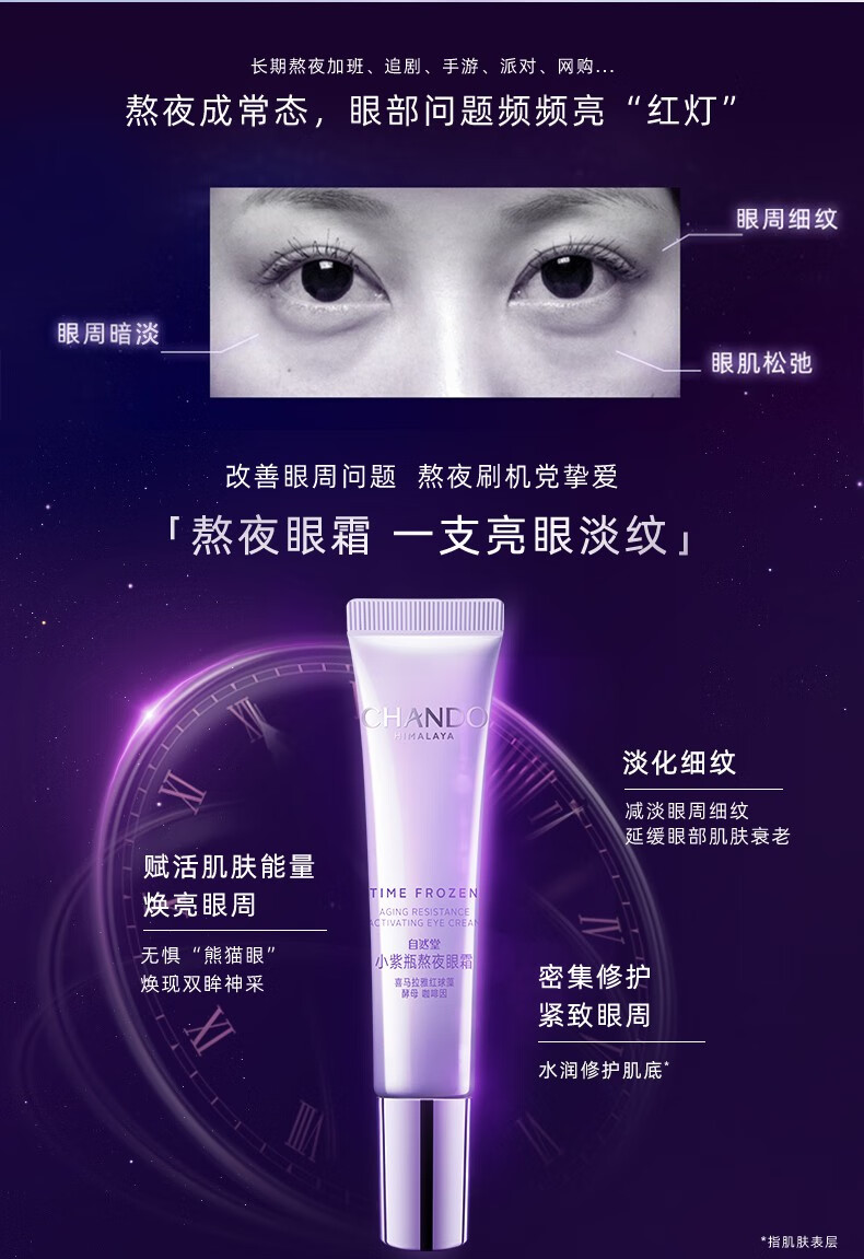自然堂眼霜 凝时小紫瓶熬夜眼霜提亮眼周淡化细纹 生日情人节礼物送女友 【现货推荐】眼霜15g
