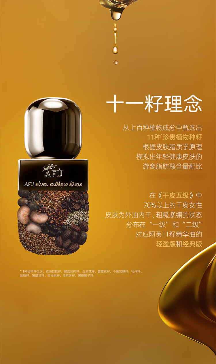 阿芙（AFU）全新升级十一11籽精华油 面部抗皱紧致修护保湿护肤品礼物 11籽油5ml