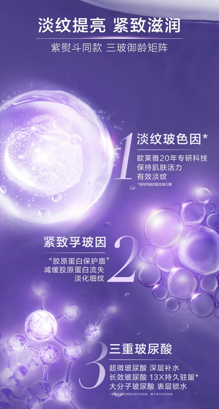 欧莱雅（L'OREAL）复颜玻尿酸玻色因水光充盈导入乳液晶露乳霜补水保湿女士护肤品 复颜玻尿酸导入水乳65ml+50ml