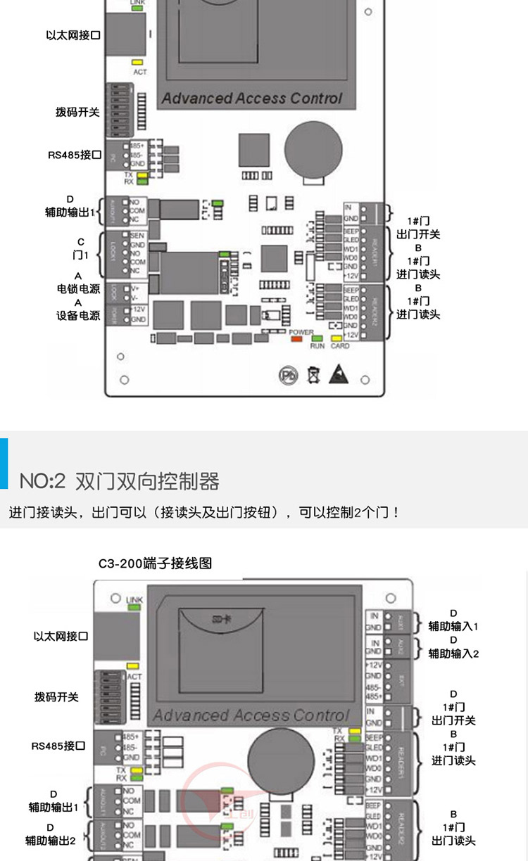 zkteco熵基科技门禁控制器主板电源四c3400双门c3200单门c3100套装1单