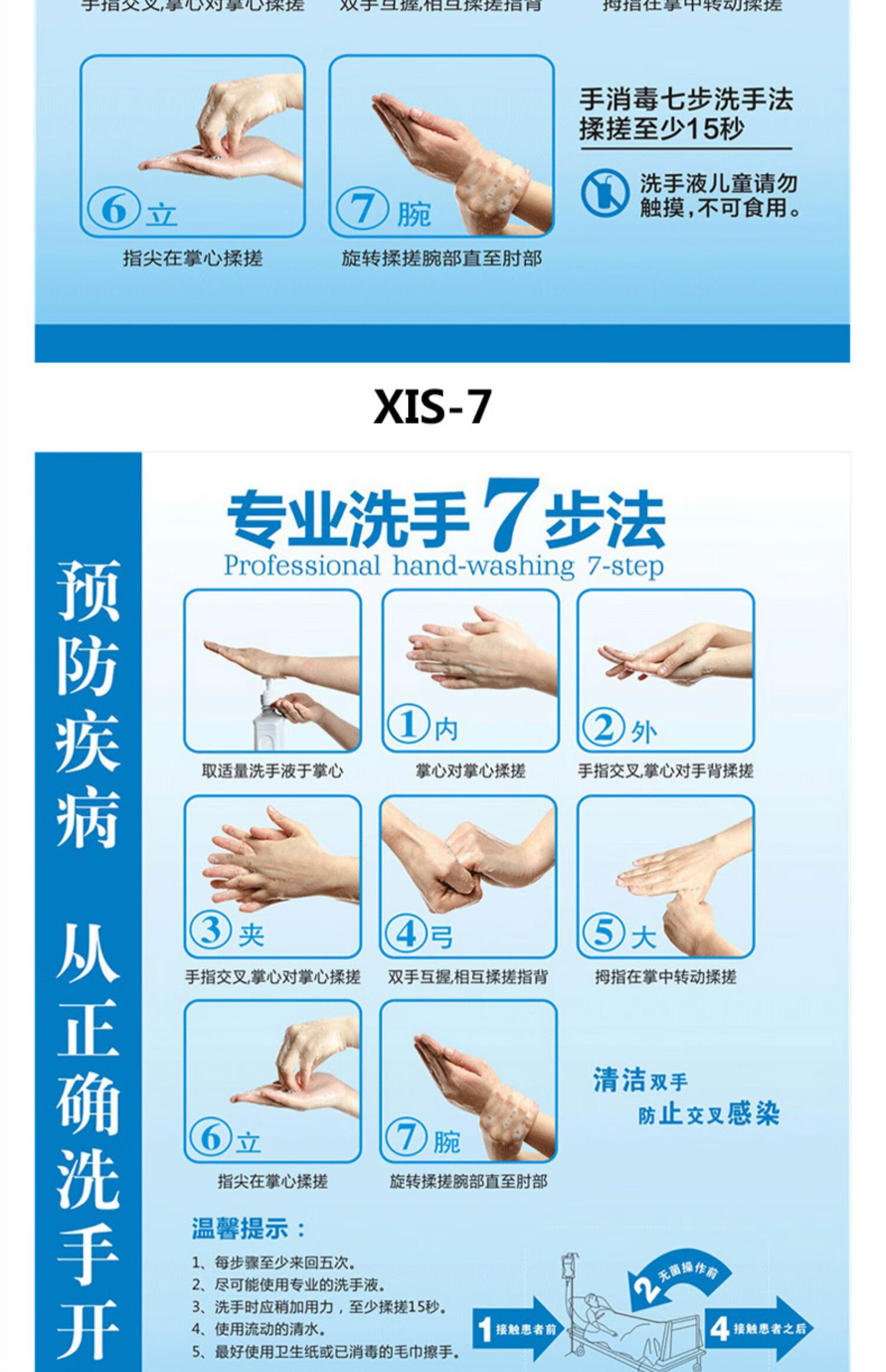 凌贵七步洗手法图标准新款七步洗手法医院诊所学校洗手间六步洗手法