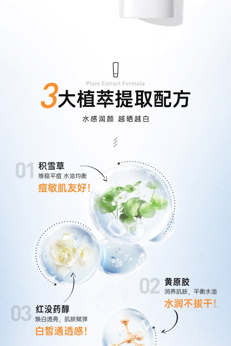 DETVFO防晒霜SPF50+SPA+++水感多效60g男女学生户外军训防晒隔离清爽 防晒乳（60G*2瓶）