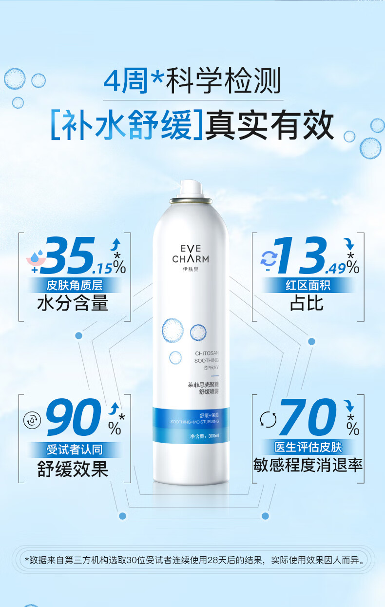 伊肤泉壳聚糖喷雾 敏感肌舒缓 补水保湿爽肤水 3瓶装（100ml*3）