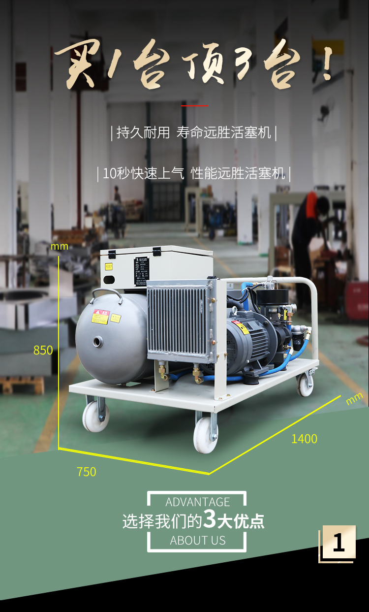 7511kw一体螺杆式空压机工业级静音大型喷漆气泵空气压缩机380v11kw10