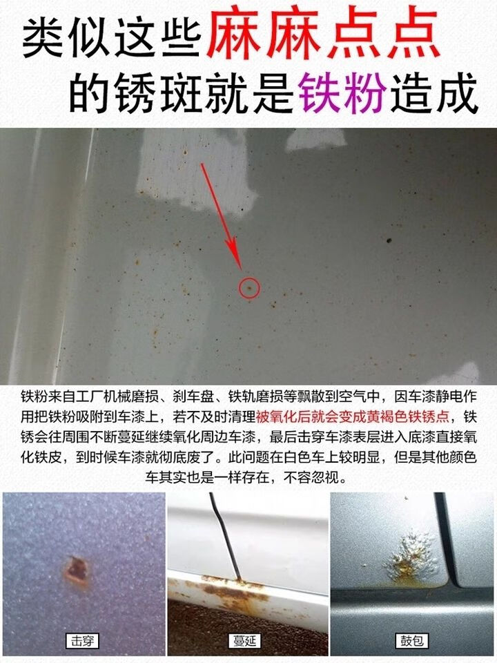 铁粉铁锈黄点黑点氧化层轮毂钢圈刹车粉清洗剂大桶装漆面去污铁粉2l装