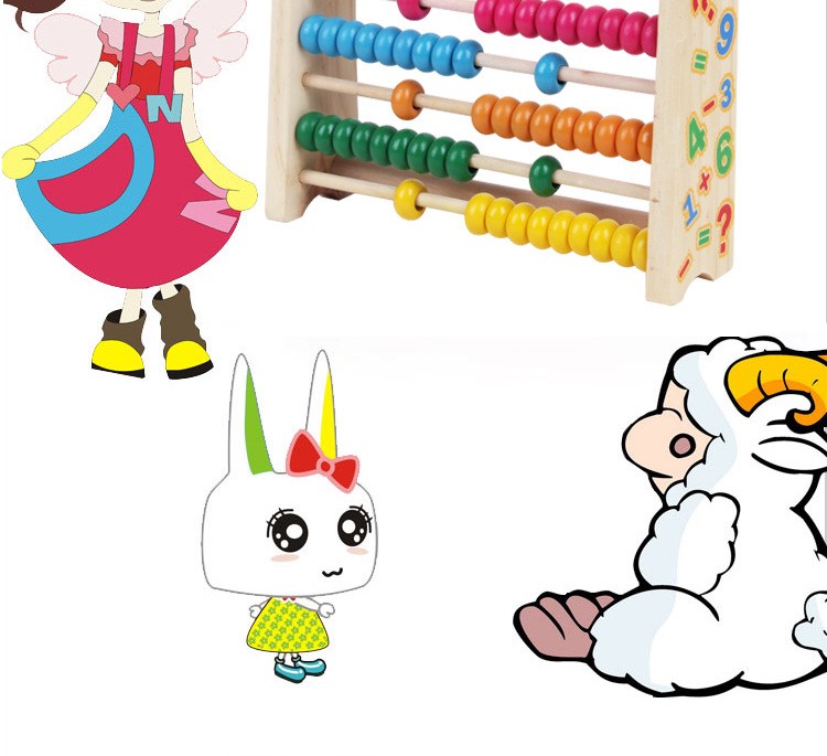 数学教具计数器小学算术玩具木质算盘计算架儿童珠算3-4-6岁 款9:五面