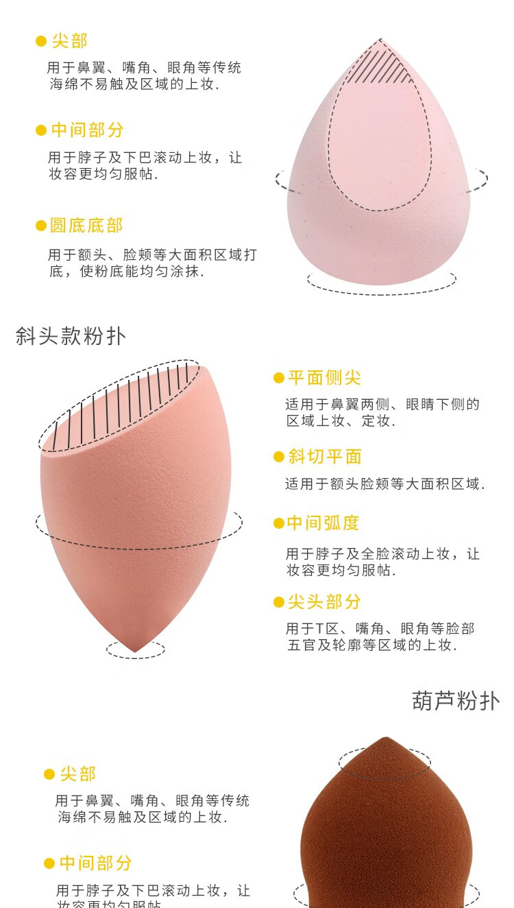 ACARE美妆蛋  不吃粉化妆蛋套装干湿两用上定妆海绵蛋带收纳盒 草莓缤纷3个盒装