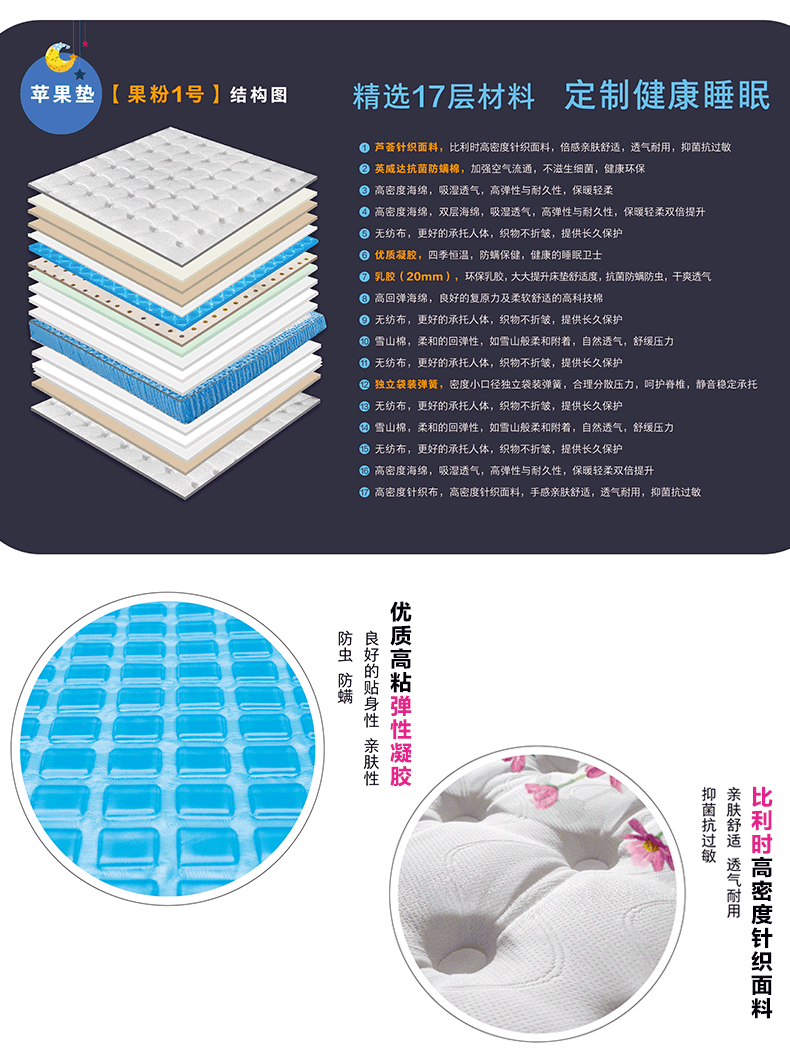 红苹果床垫 苹果垫果粉一号独立袋装弹簧天然乳胶床垫