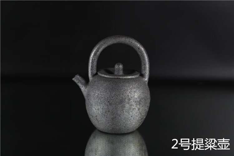 荥经砂茶具粗陶提梁壶侧把壶黑砂煮水壶黑陶纯手工茶具制作健康1号