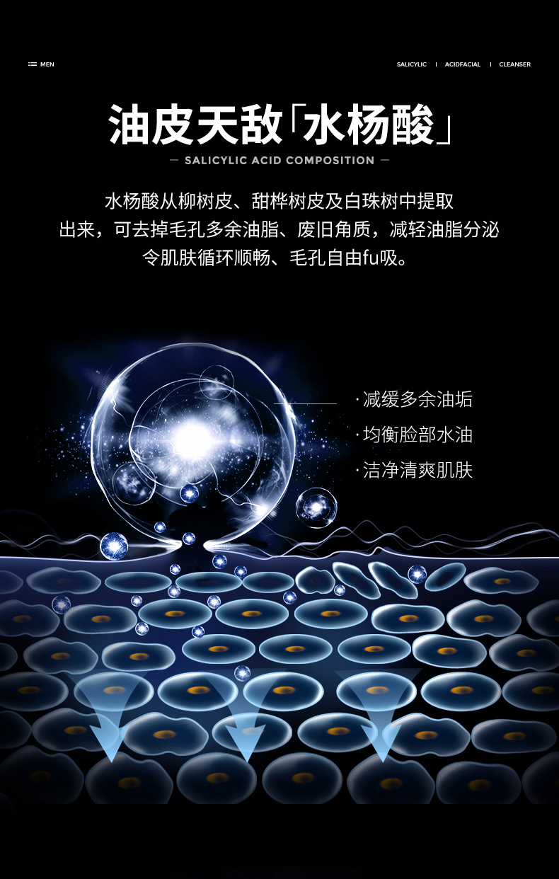 冰菊（BingJu）男女士水杨酸净颜洗面奶氨基酸补水保湿控油祛痘清洁洁面 500ml