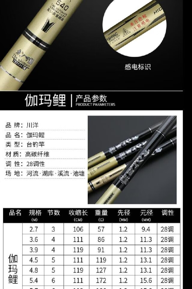 达瓦猎手天元博大师同款日本进口碳素伽玛鲤鱼竿手竿特价轻硬28调台