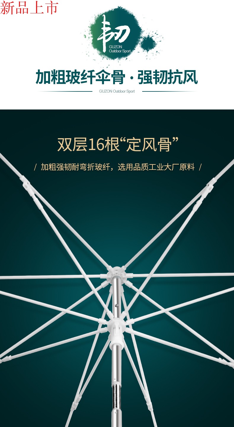 4米万向加厚防晒防雨三折叠雨伞户外遮阳渔具 三折伞双层加厚黑胶-2.