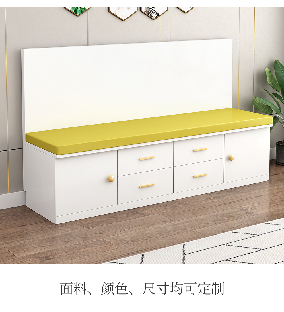 锦霜 卡座 实木卡座 餐桌简约家用沙发储物柜奶茶店餐厅阳台飘窗柜转角定制沙发凳  半包款【对开门】 长80宽45高85cm(颜色备注 )