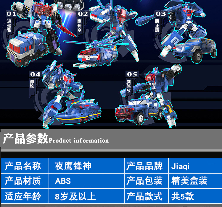 2022新品机变联盟变形合体玩具金刚男孩机器人拼装合体套装玩具夜鹰锋