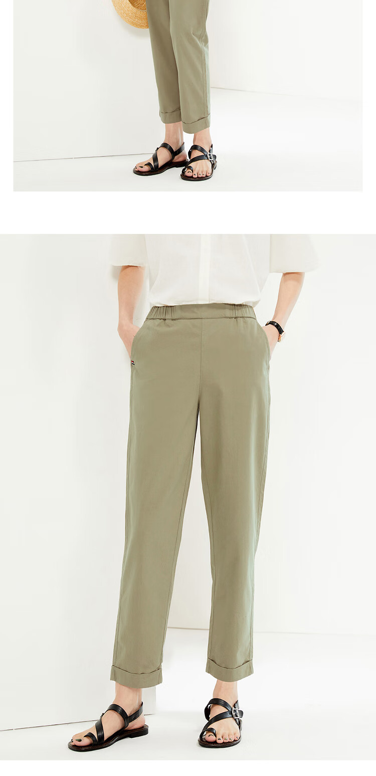Женские брюки Giordano, летние, из чистого хлопка, с эластичным поясом, легкие повседневные брюки, модель 05424354