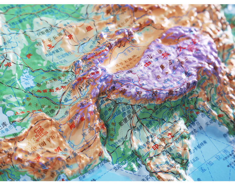 图可图3d凹凸立体中国地形图世界地形图沙盘客厅办公装饰画1108米中国