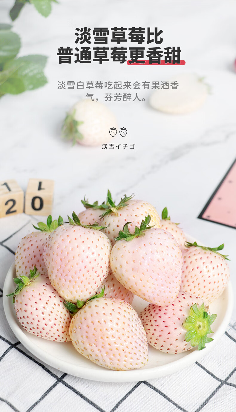 淡雪白草莓礼盒淡雪草莓新鲜水果白雪公主奶油牛奶白色非500g2盒