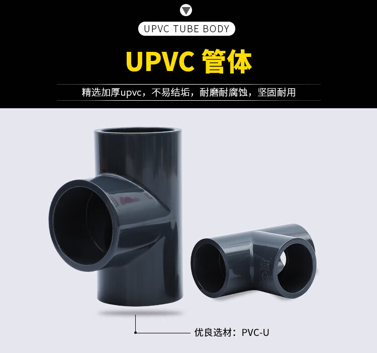 10，UPVC正工業加厚PN16國標級工業三通PVC琯件化工供水琯耐酸堿三祐 DN15(20mm)