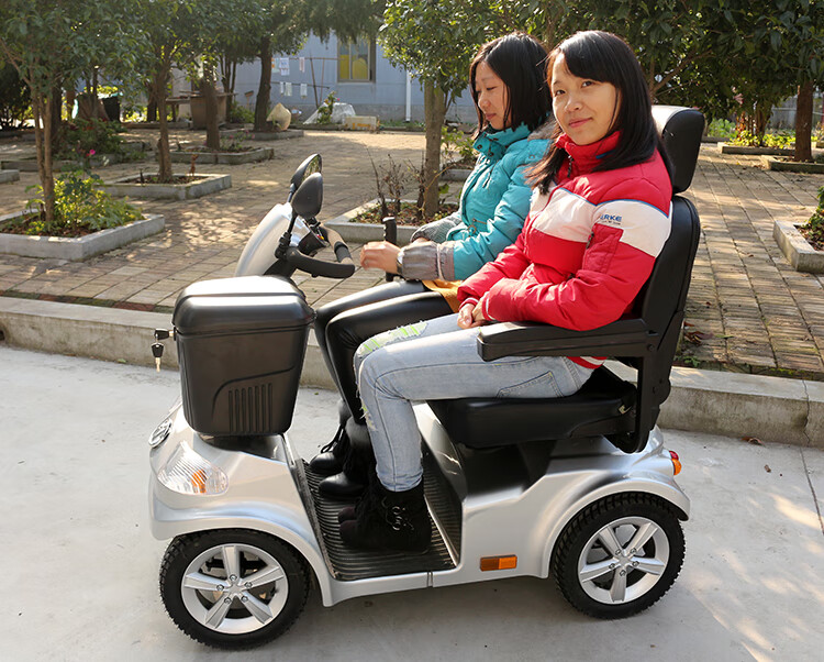 4034老年代步车四轮车豪华双人电动车残疾人助力车红色带棚升级1400w