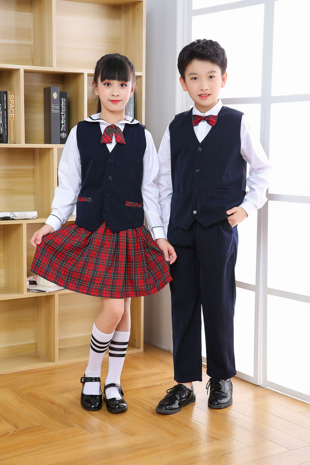 哈勒奇深圳校服深圳市小学生冬礼服五件套深圳校服马夹长袖衬衣男女