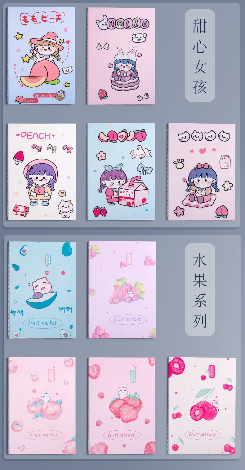 宝薇泉A5卡通车线笔记护手霜学生可爱加厚横线作高颜值  5本【款式随机】