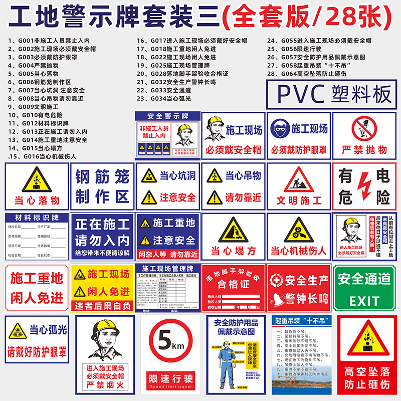 凌贵建筑工地安全通道大门警示标语钢筋加工棚配电箱塔吊防护棚标识牌