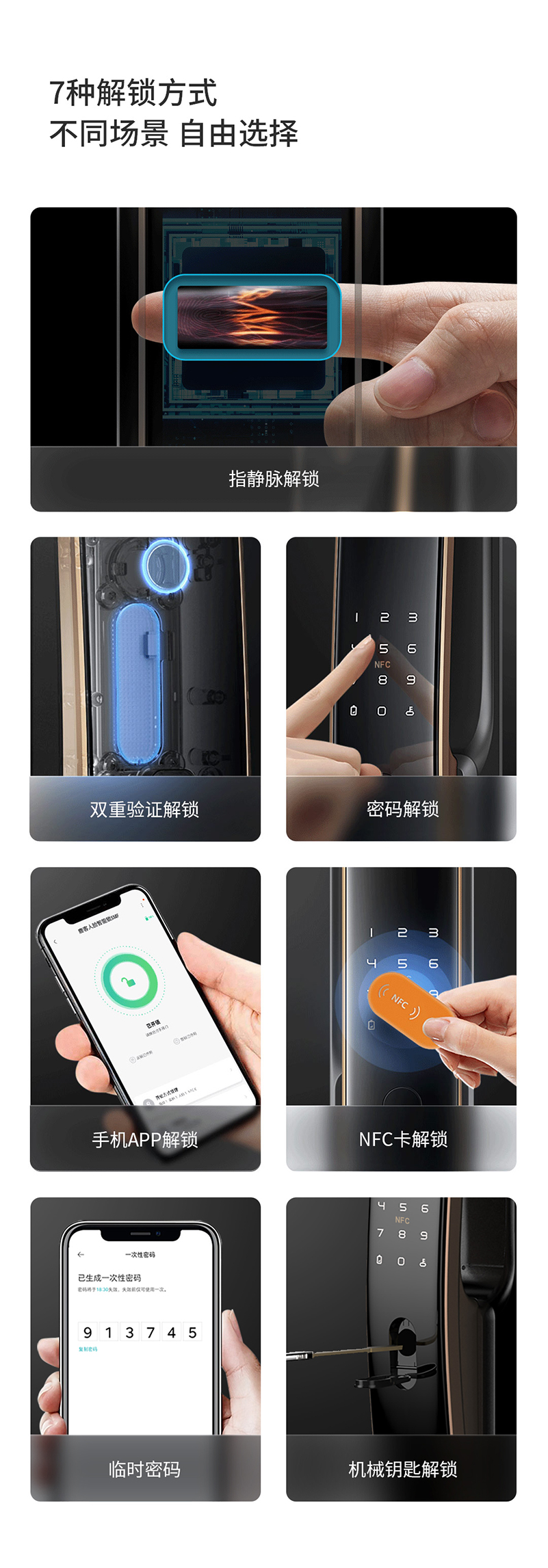 鹿客Classic2指纹锁智能锁密码锁防盗门 电子锁智能门锁家用标准锁体霸王锁体天地钩C级锁芯 Classic2黑色