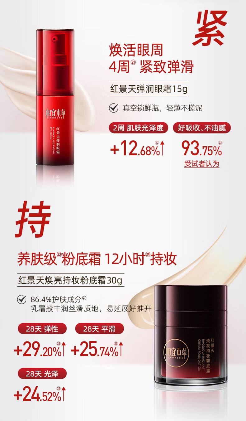 相宜本草红景天焕亮弹润套装保湿提拉紧致保湿补水护肤套装 龙年礼盒（酵萃水+精华乳+面霜）