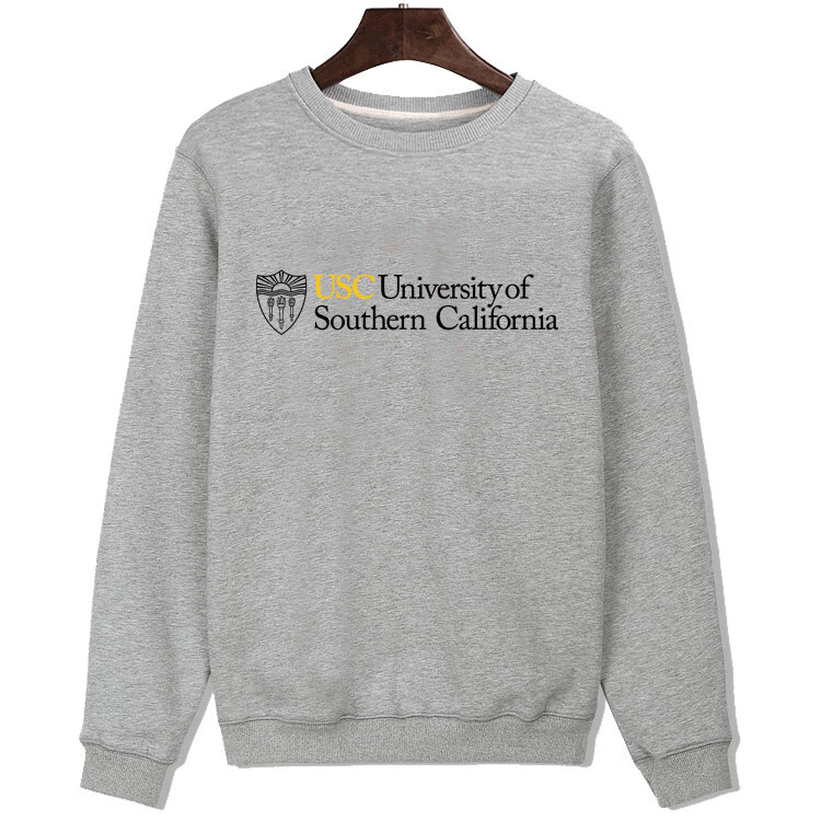 赫珺美国南加州大学校服卫衣圆领套头冬季青少年印花长袖外套定制款酒