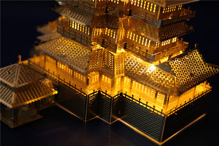 拼酷黄鹤楼滕王阁拼装模型3d立体拼图金属建筑微粒积木增玩具滕王阁黄