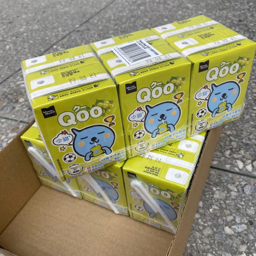 美粒果qoo酷儿迷你苹果果汁饮料少甜200ml6盒白提子
