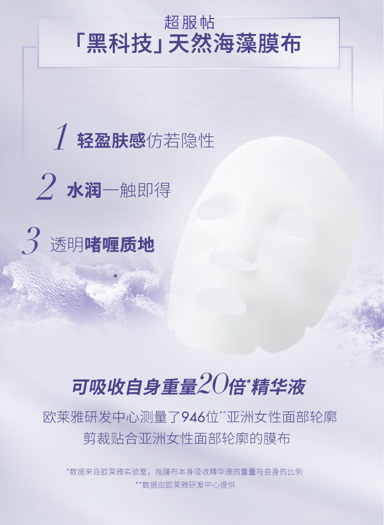 欧莱雅（LOREAL） 欧莱雅复颜玻尿酸水光充盈导入膨润面膜贴 安瓶精华面膜5片（新旧包装随机发货） 5pcs