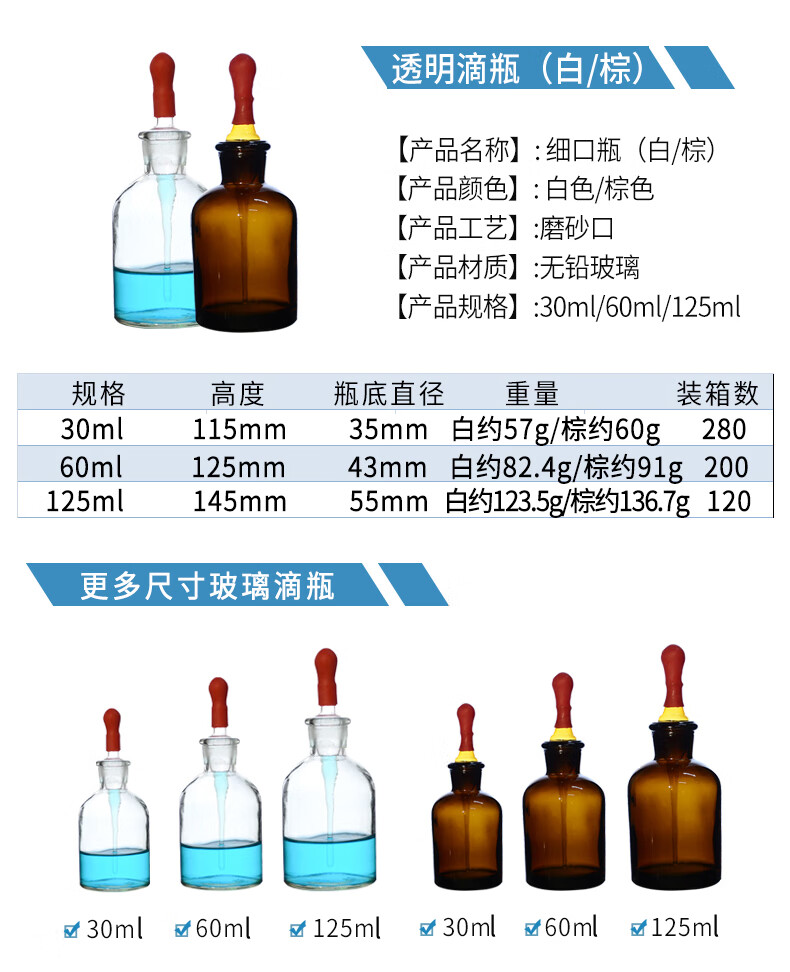 豫安宁试剂瓶广口瓶细口瓶滴瓶透明磨口玻璃瓶大口瓶小口瓶化学药棉