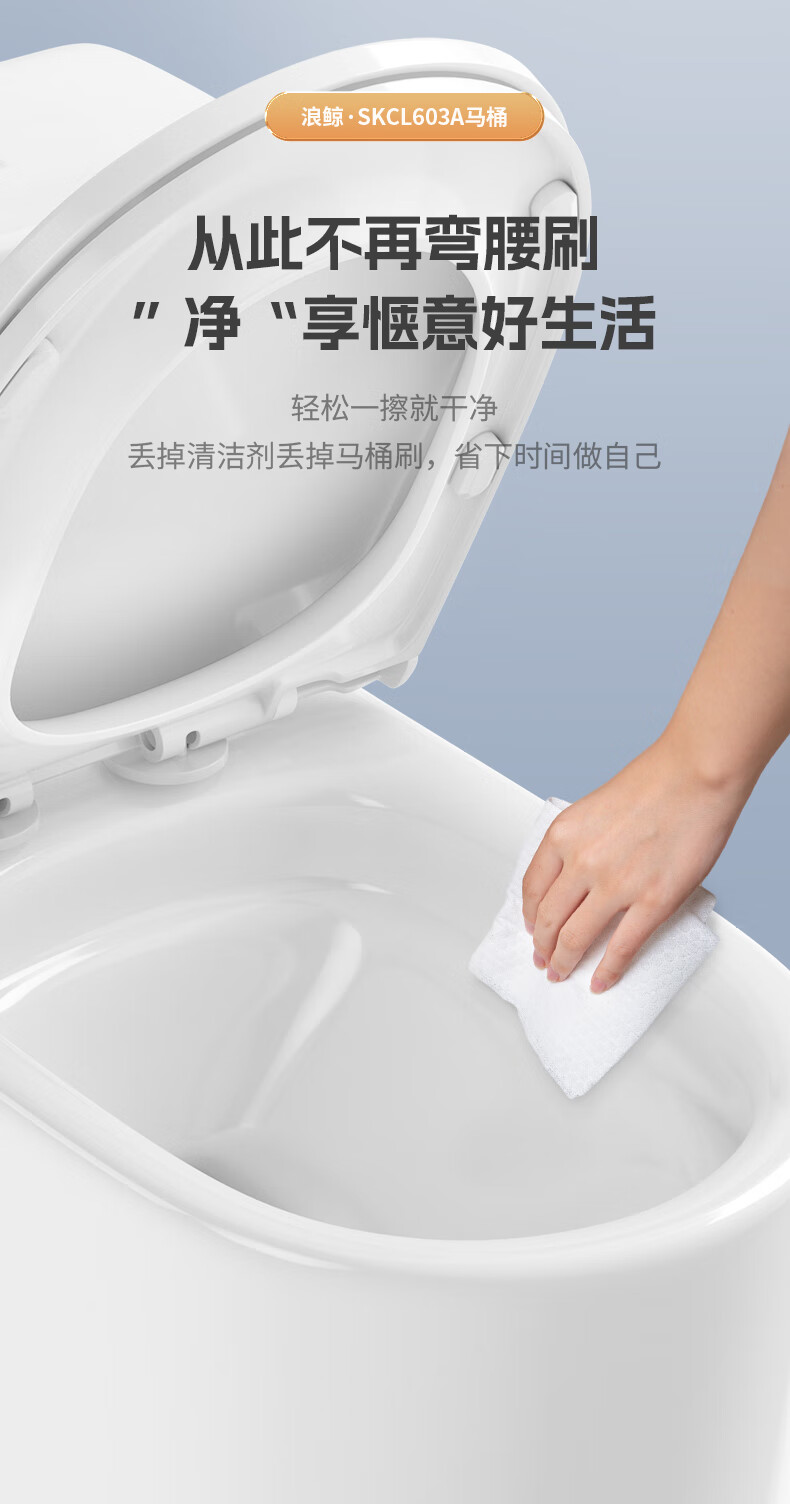 浪鲸（SSWW） 马桶坐便器 防臭家用大冲力小户型连体喷射虹吸抽水马桶盖板缓降 双重旋冲|超静音小座鲸-305坑距