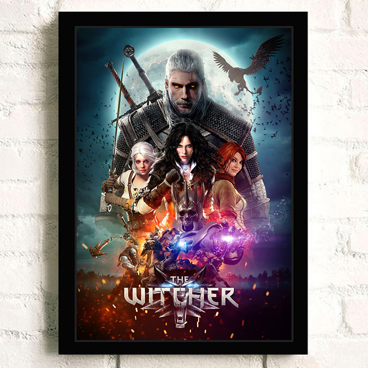巫师3海报狂猎装饰挂画相框墙贴墙贴游戏白狼杰洛特希里周边2021网红