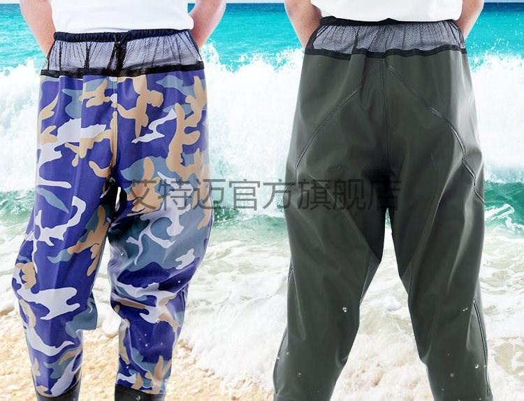 夏季防蛇咬护腿防水裤防蛇咬靴防蚊抓鱼雨裤带雨鞋连体户外挖藕服 c57