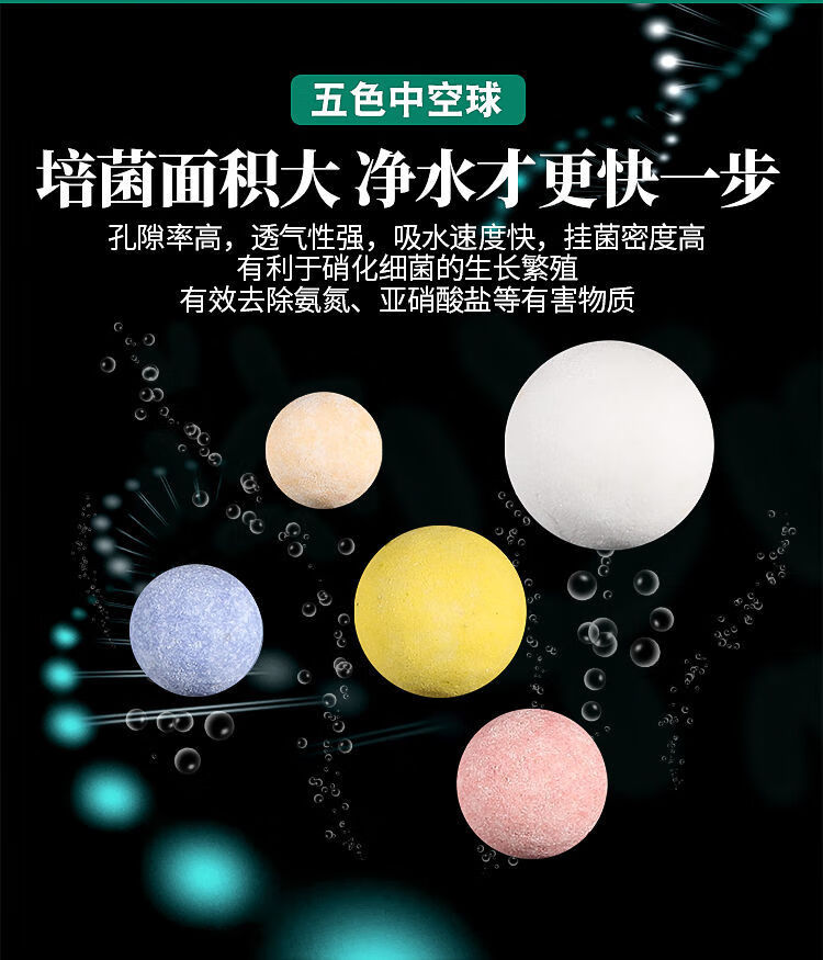 【京选】五色中空石英球滤材鱼缸过滤材料纳米生化净化硝化细菌培养菌