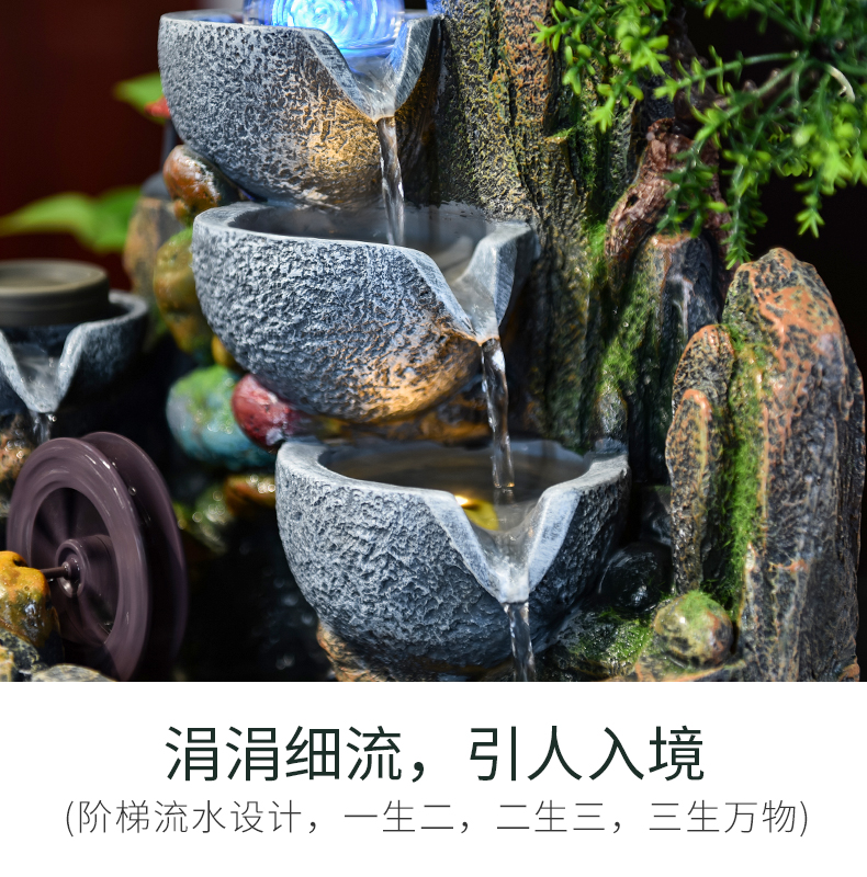 假山流水喷泉水车风水轮景观招财循环水山水造景摆件室内水景高山