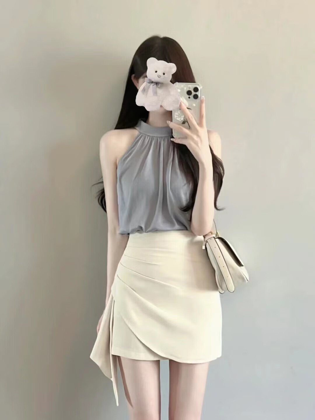纪库梵套装连衣裙女2023夏季新款纯欲高腰显瘦百搭半身裙 套装连衣裙 M码建议95-108