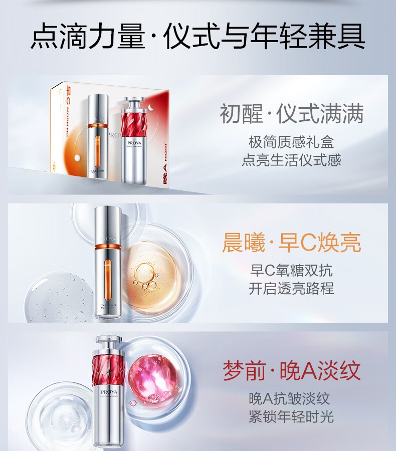 珀莱雅（PROYA）红宝石精华2.0 早C晚A抗皱补水保湿A醇 护肤品套装礼盒生日礼物 【淡化细纹】红宝石精华30ml
