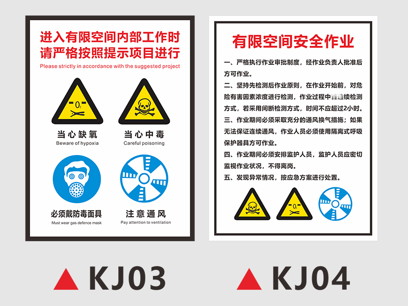 翠织星有限空间安全警示牌标识受限空间警示标牌密闭空间危险告知牌