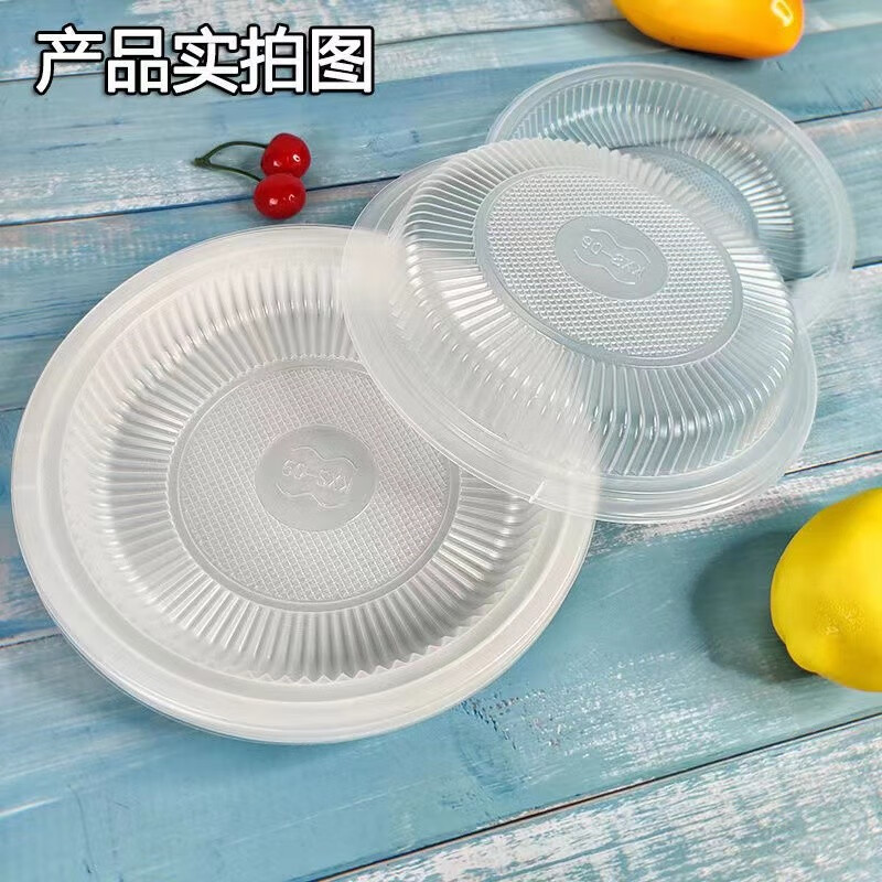 话语一次性盘子塑料装热菜盘家用美妆工具野餐加厚菜碟菜盘透明圆形 20个