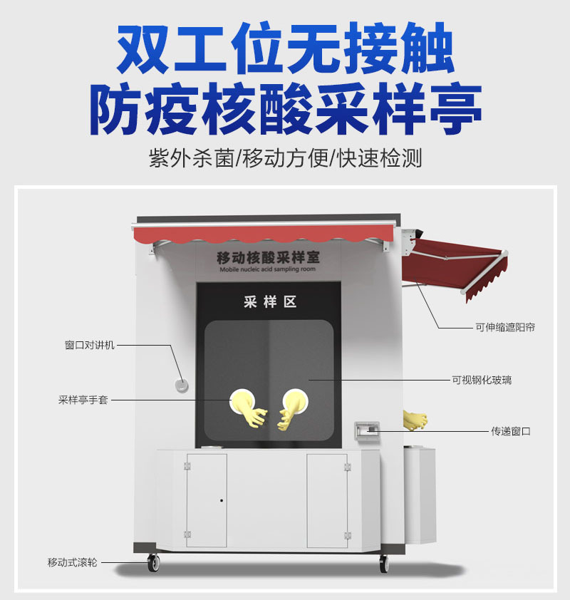 百媛定制可移动核酸采样亭工作站户外核酸检测亭咽拭子检测小屋 双人位(核酸采样*2)