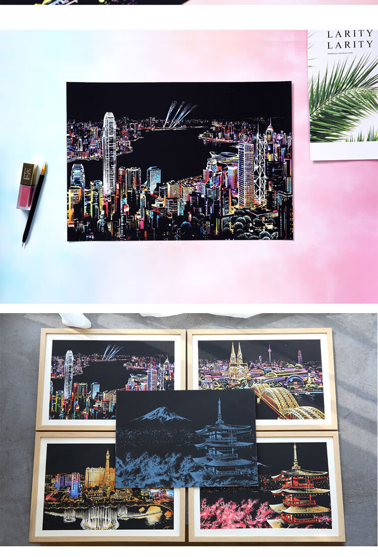 点亮城市夜景刮画手工制作diy刮刮画生日创意节日礼物送男女朋友点亮