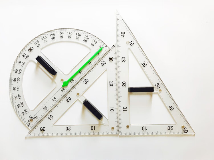 教学磁性透明三角板套装大号直尺子指针量角器圆规绘图教具教师用透明