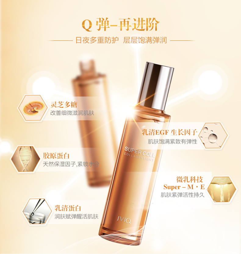 瑾泉 JVJQ胶原新肌醒肤水120ml 补水保湿滋养提拉紧致细滑肌肤爽肤水 胶原